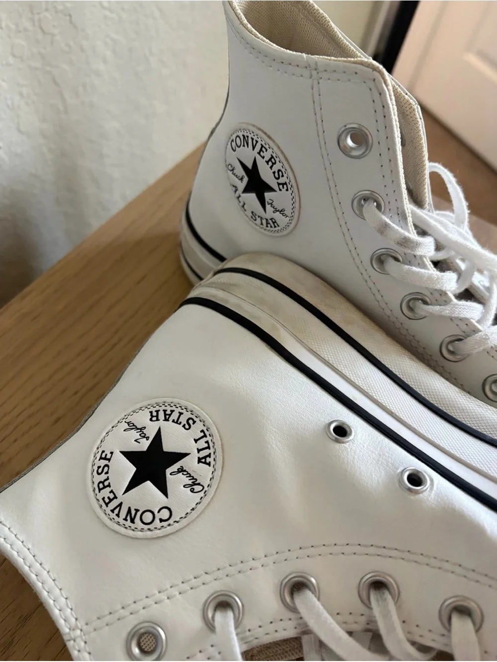 Converse White and Black High Top Sneakers - Picture 4 of 4